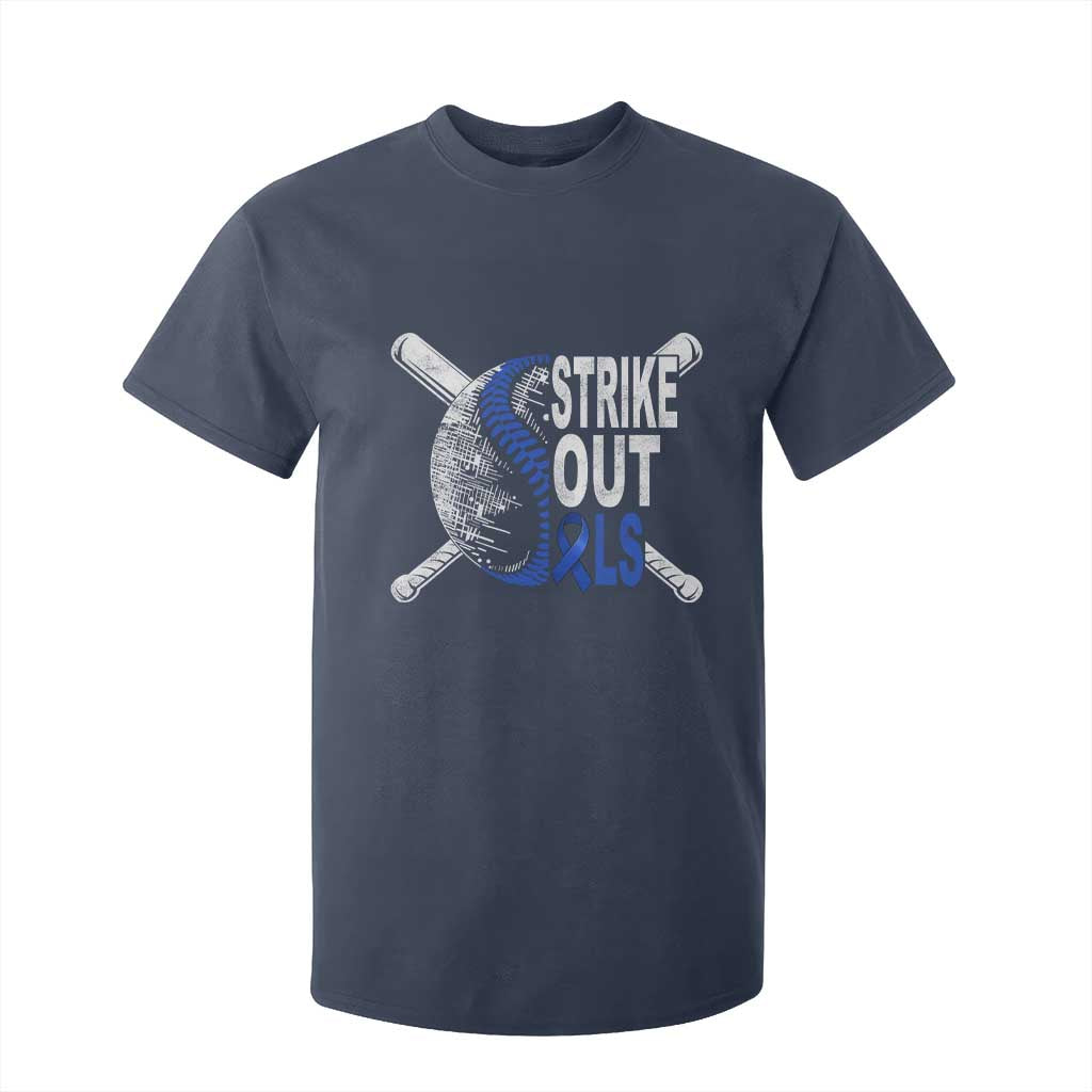 ALS Support T Shirt For Kid Blue Ribbon Baseball Strike Out ALS Support