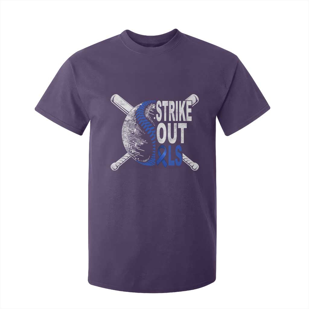 ALS Support T Shirt For Kid Blue Ribbon Baseball Strike Out ALS Support