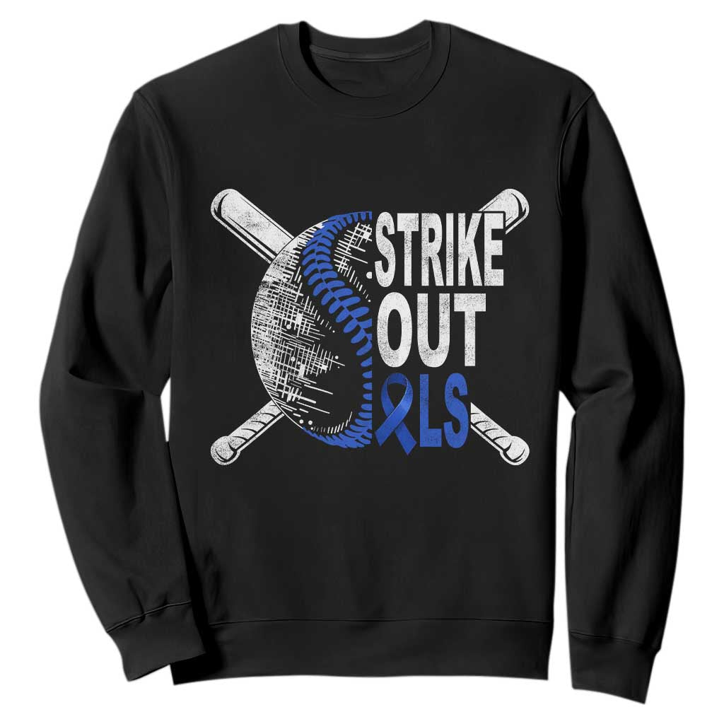 ALS Support Sweatshirt Blue Ribbon Baseball Strike Out ALS Support