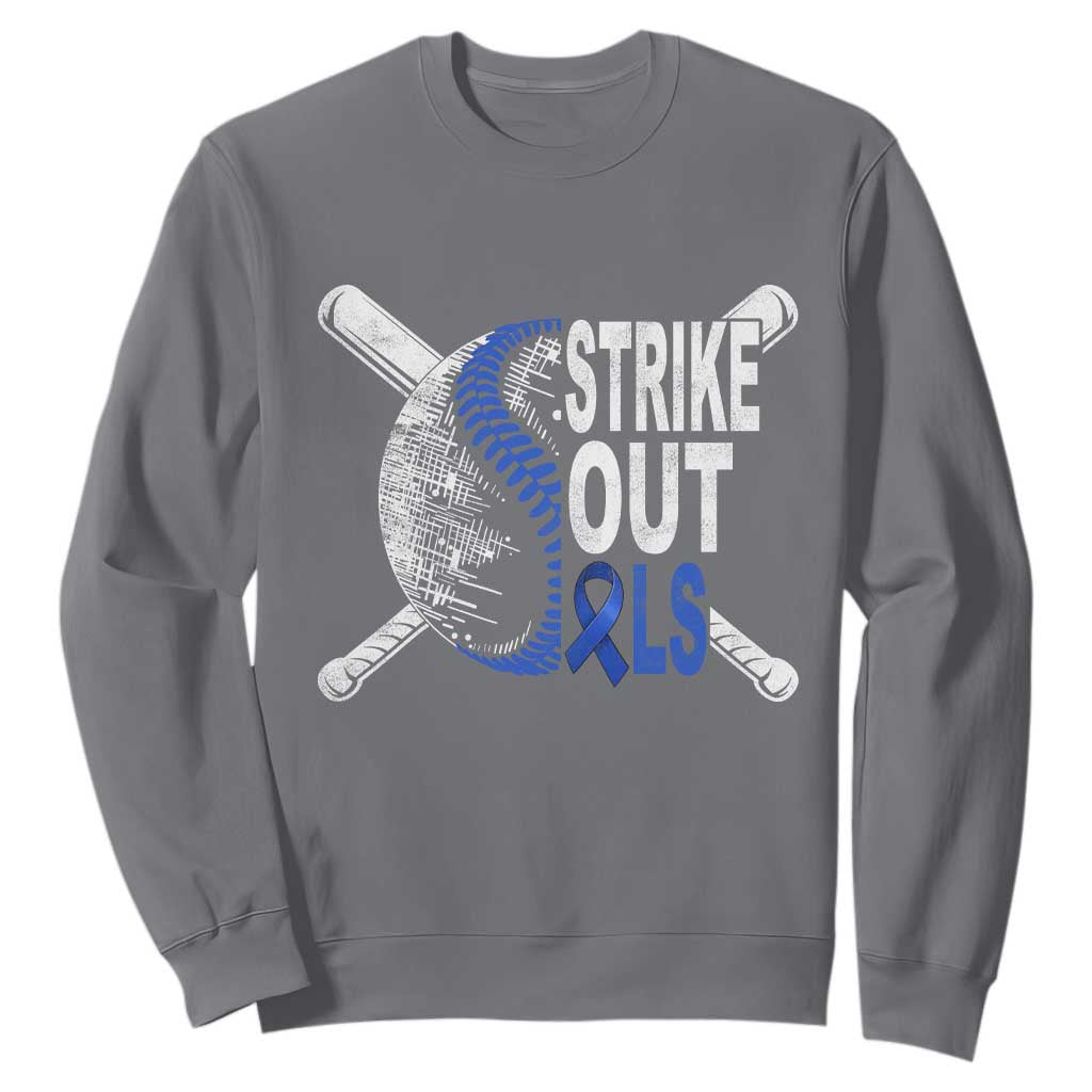 ALS Support Sweatshirt Blue Ribbon Baseball Strike Out ALS Support