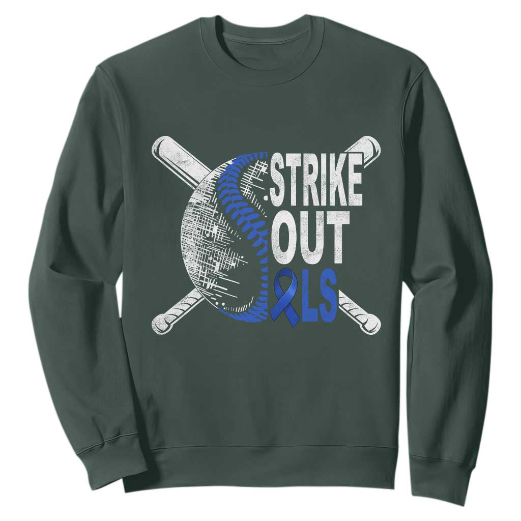 ALS Support Sweatshirt Blue Ribbon Baseball Strike Out ALS Support