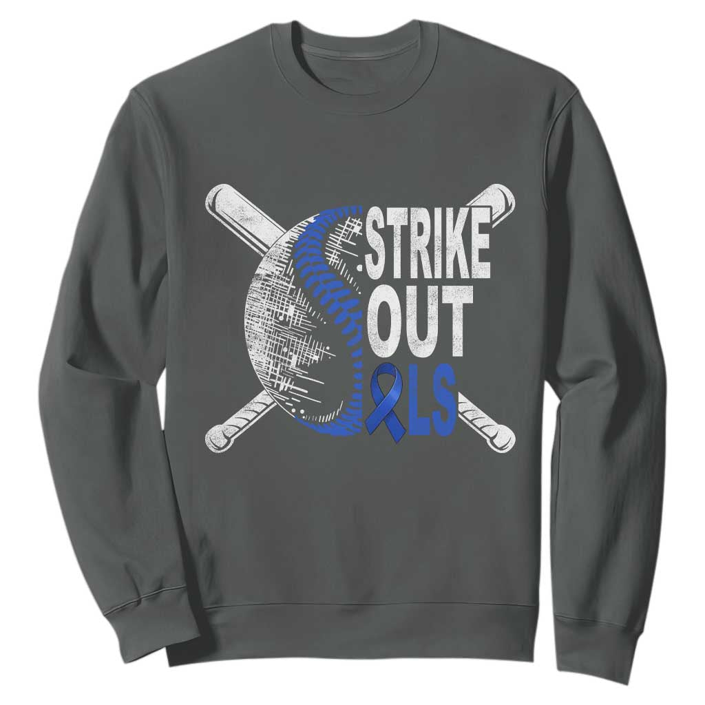 ALS Support Sweatshirt Blue Ribbon Baseball Strike Out ALS Support
