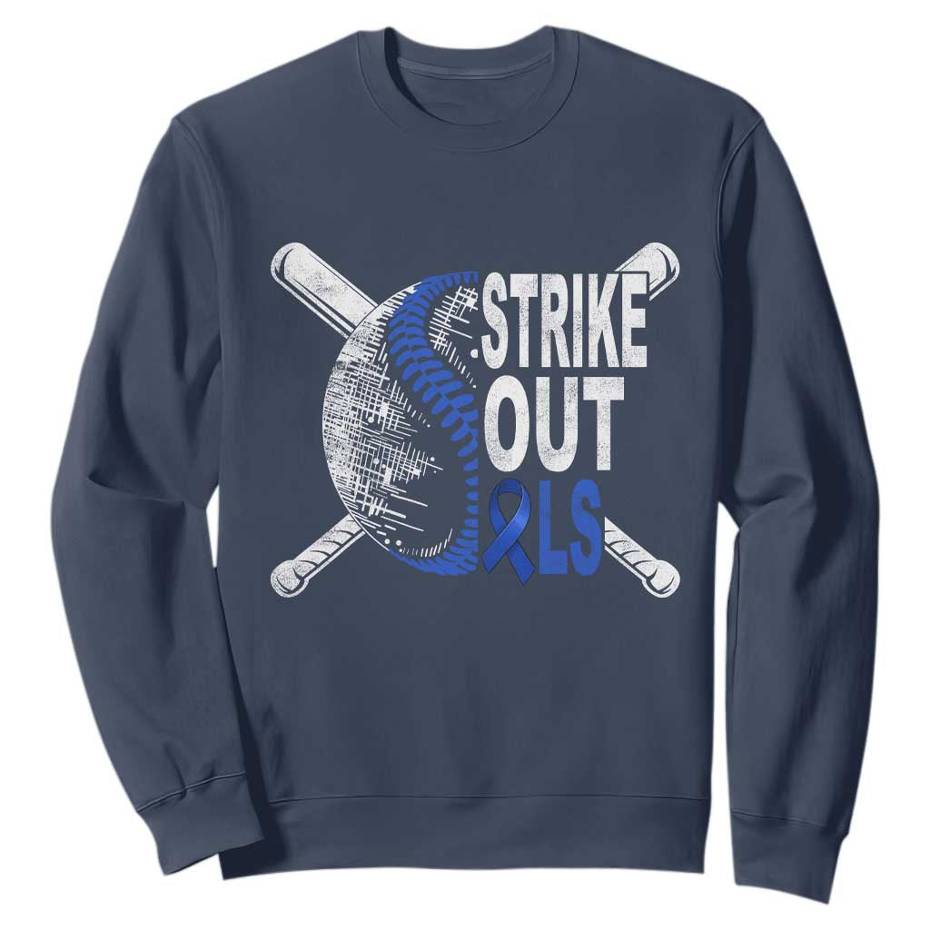 ALS Support Sweatshirt Blue Ribbon Baseball Strike Out ALS Support