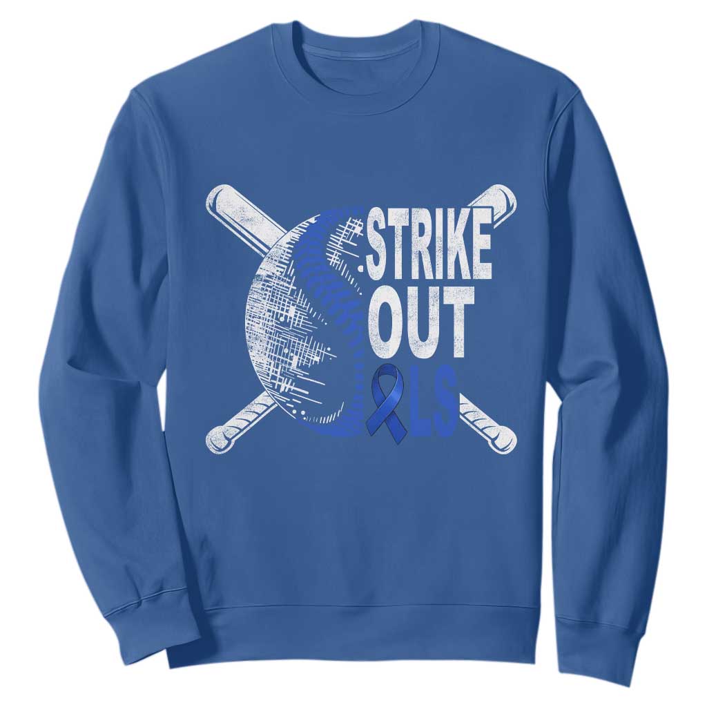 ALS Support Sweatshirt Blue Ribbon Baseball Strike Out ALS Support