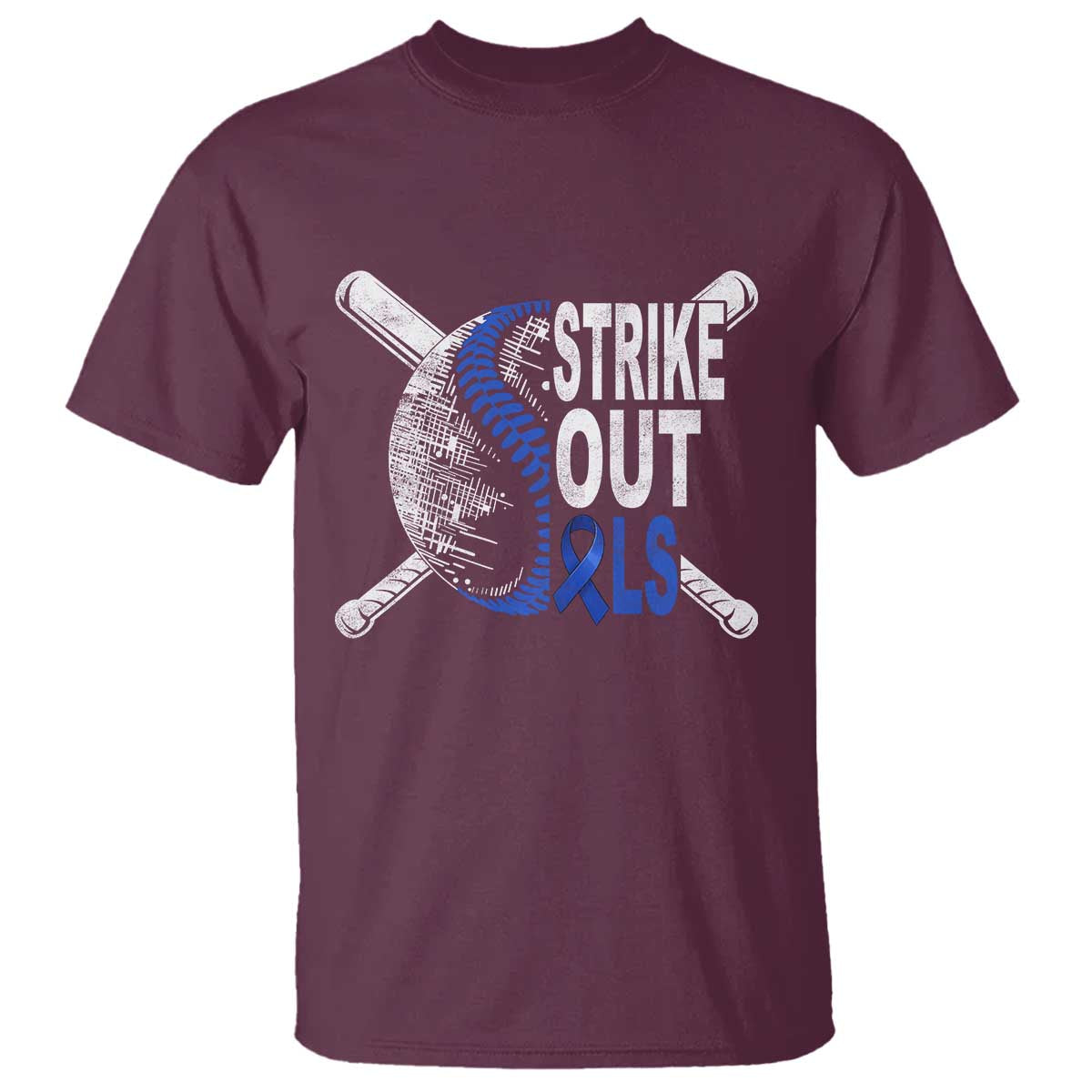 ALS Support T Shirt Blue Ribbon Baseball Strike Out ALS Support