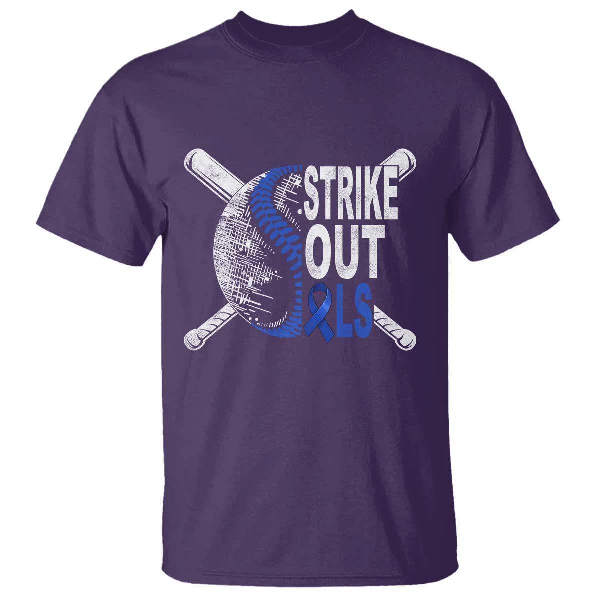 ALS Support T Shirt Blue Ribbon Baseball Strike Out ALS Support