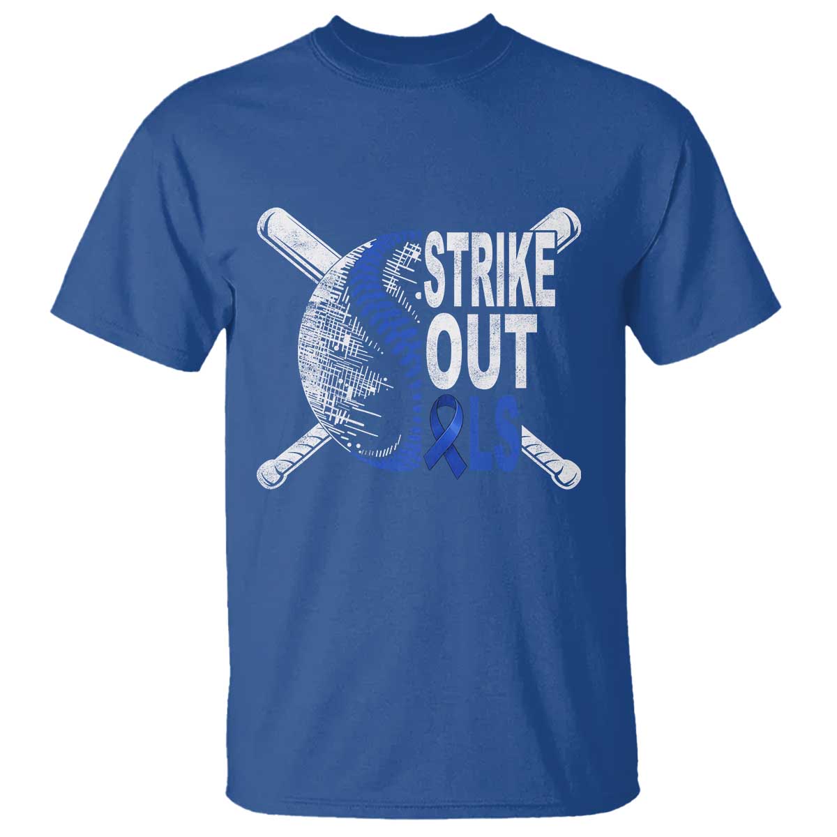 ALS Support T Shirt Blue Ribbon Baseball Strike Out ALS Support