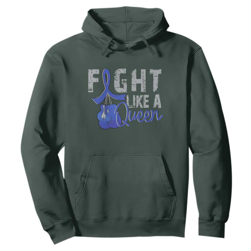Fight Like A Queen Hoodie Blue Ribbon Colon Cancer Support