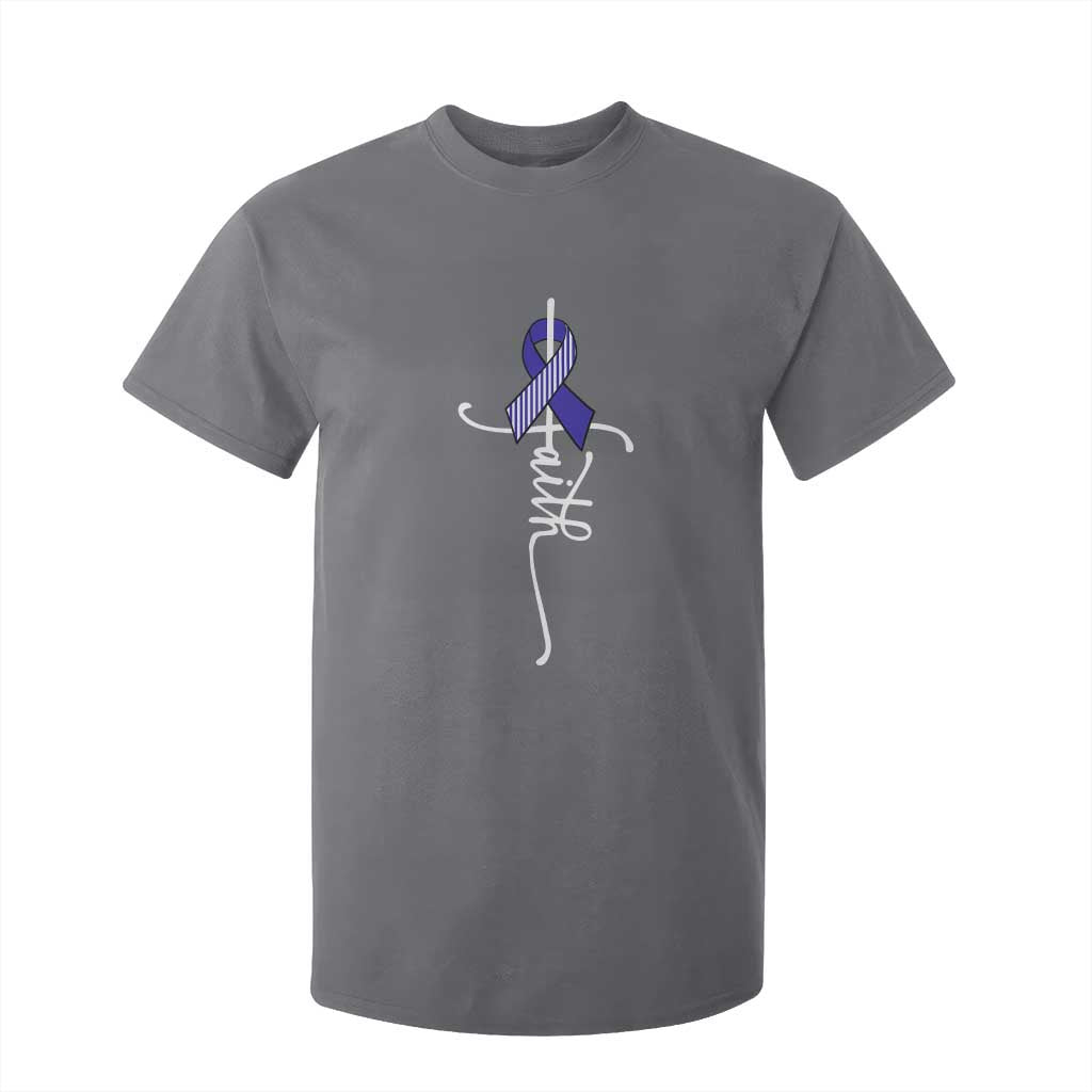 Faith ALS Support T Shirt For Kid Blue Ribbon Motivational