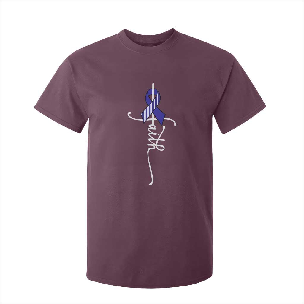 Faith ALS Support T Shirt For Kid Blue Ribbon Motivational