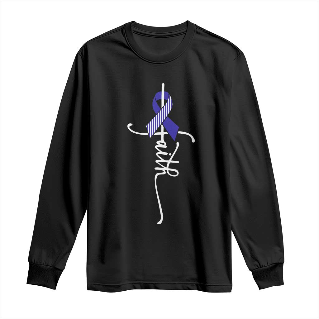 Faith ALS Support Long Sleeve Shirt Blue Ribbon Motivational