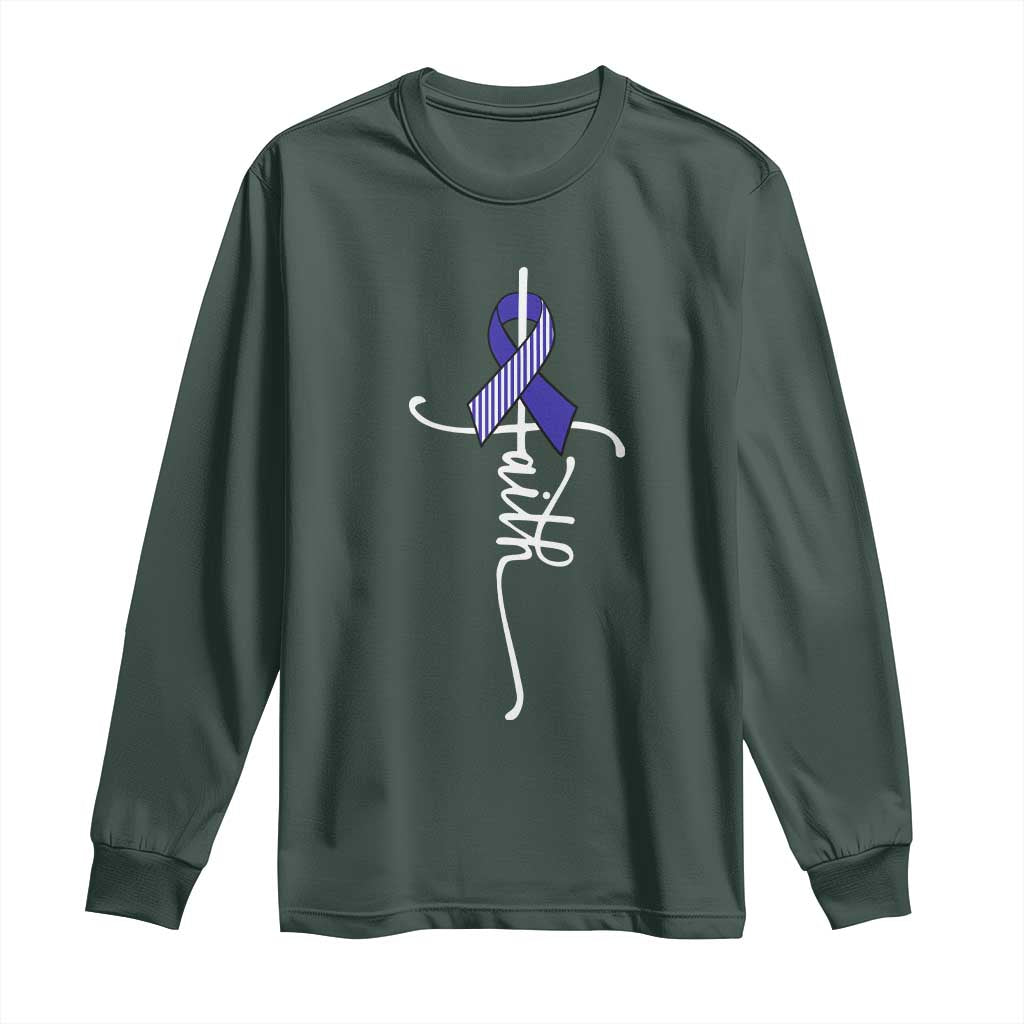 Faith ALS Support Long Sleeve Shirt Blue Ribbon Motivational