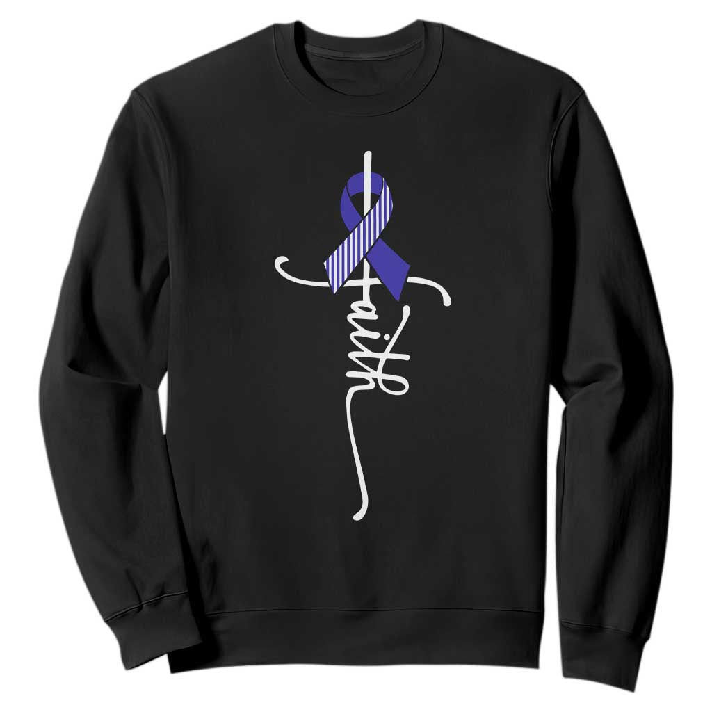 Faith ALS Support Sweatshirt Blue Ribbon Motivational