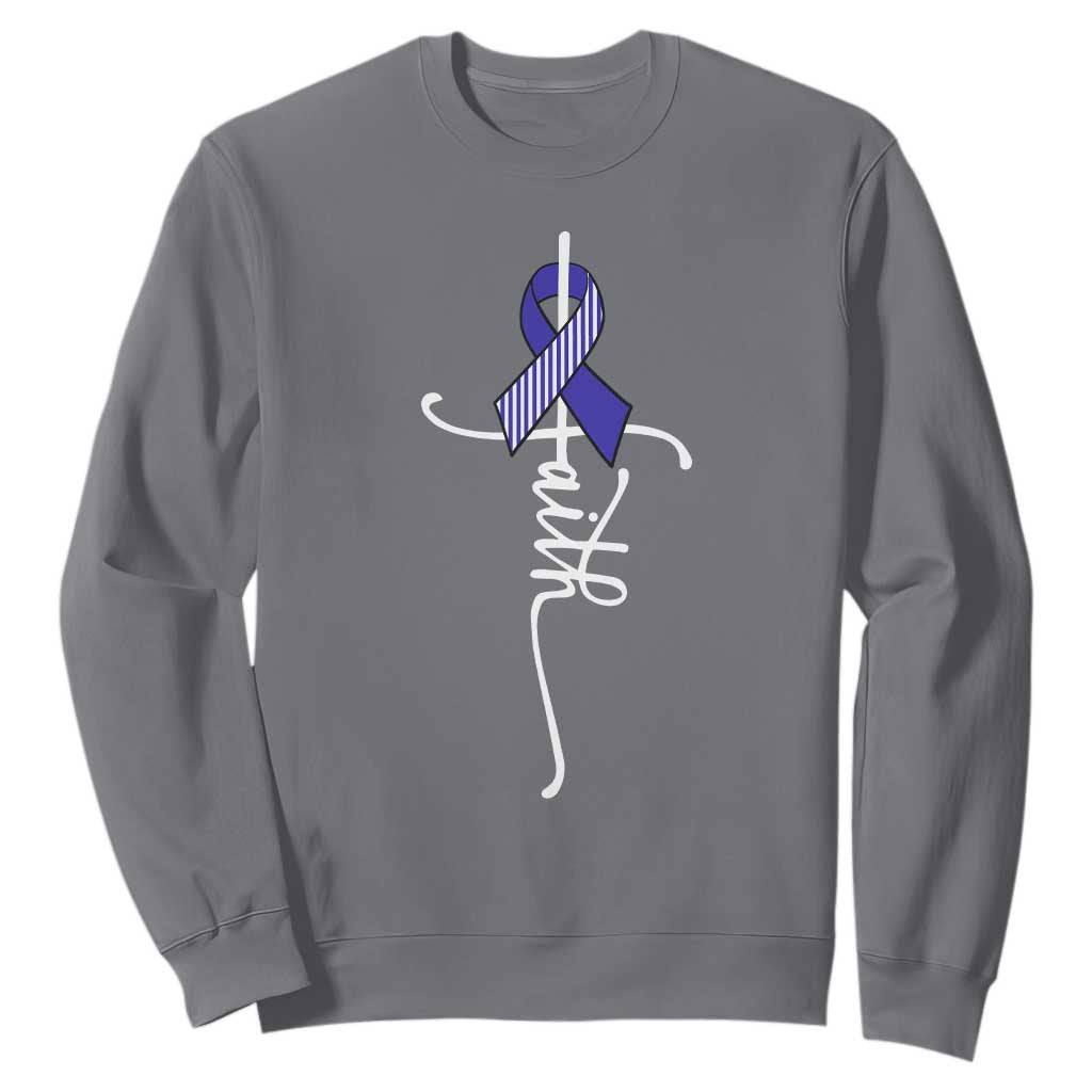 Faith ALS Support Sweatshirt Blue Ribbon Motivational