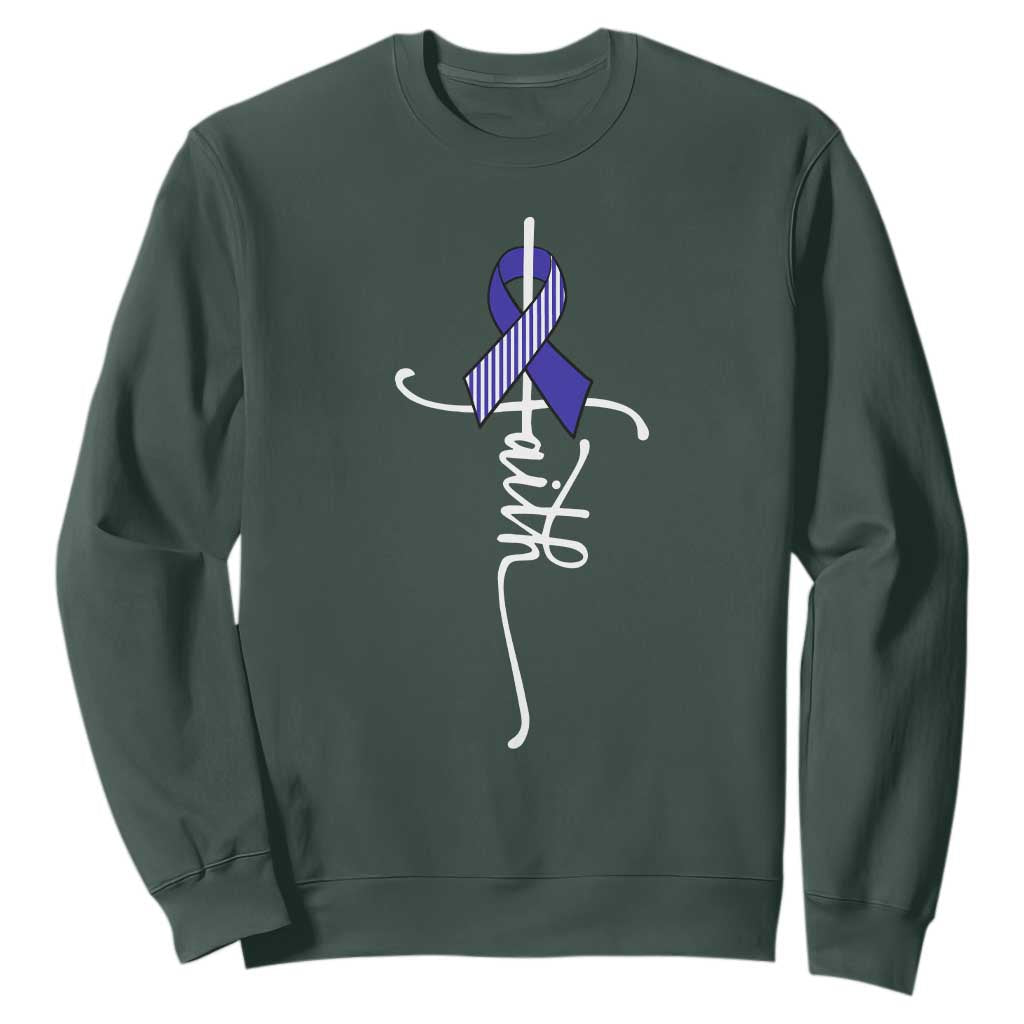 Faith ALS Support Sweatshirt Blue Ribbon Motivational