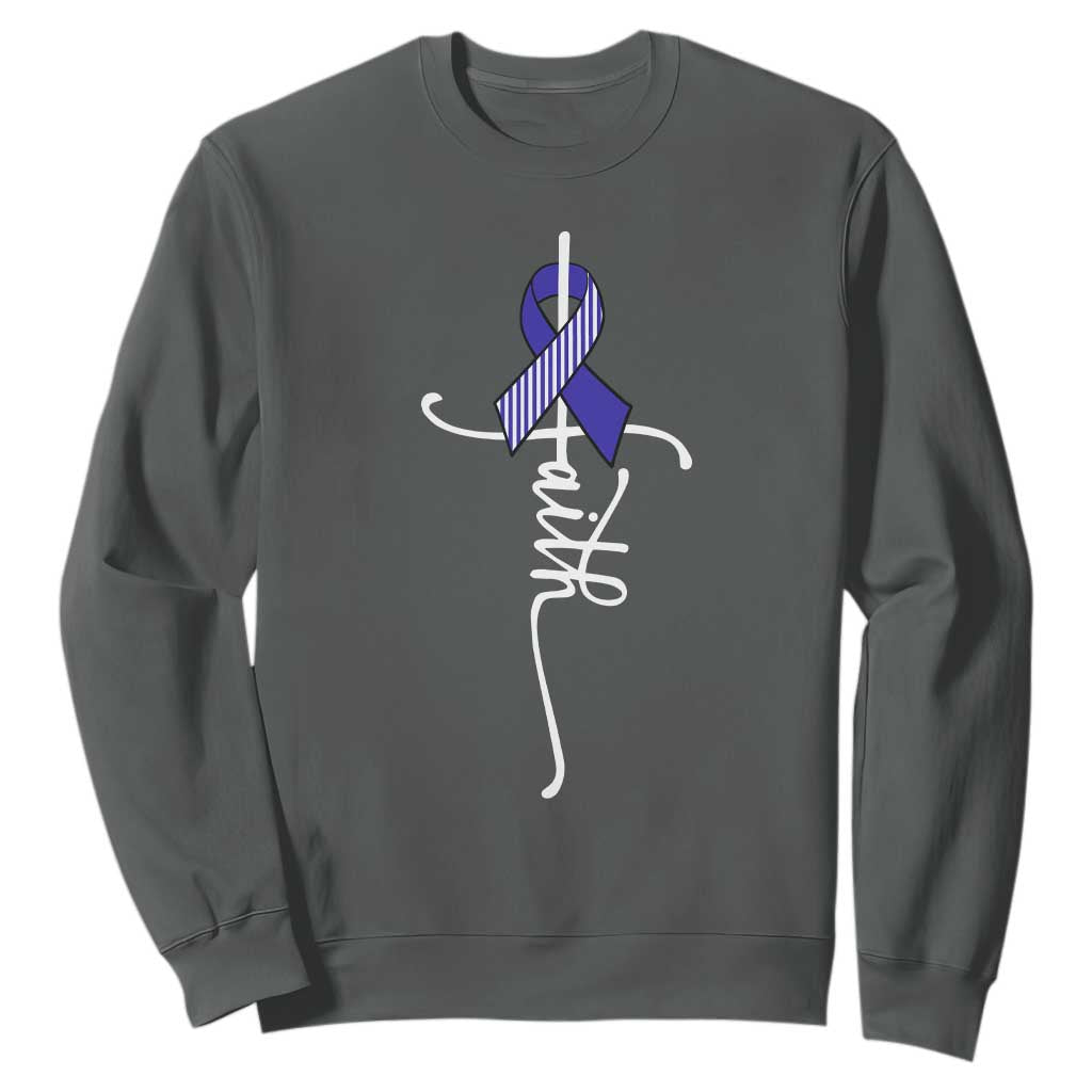 Faith ALS Support Sweatshirt Blue Ribbon Motivational