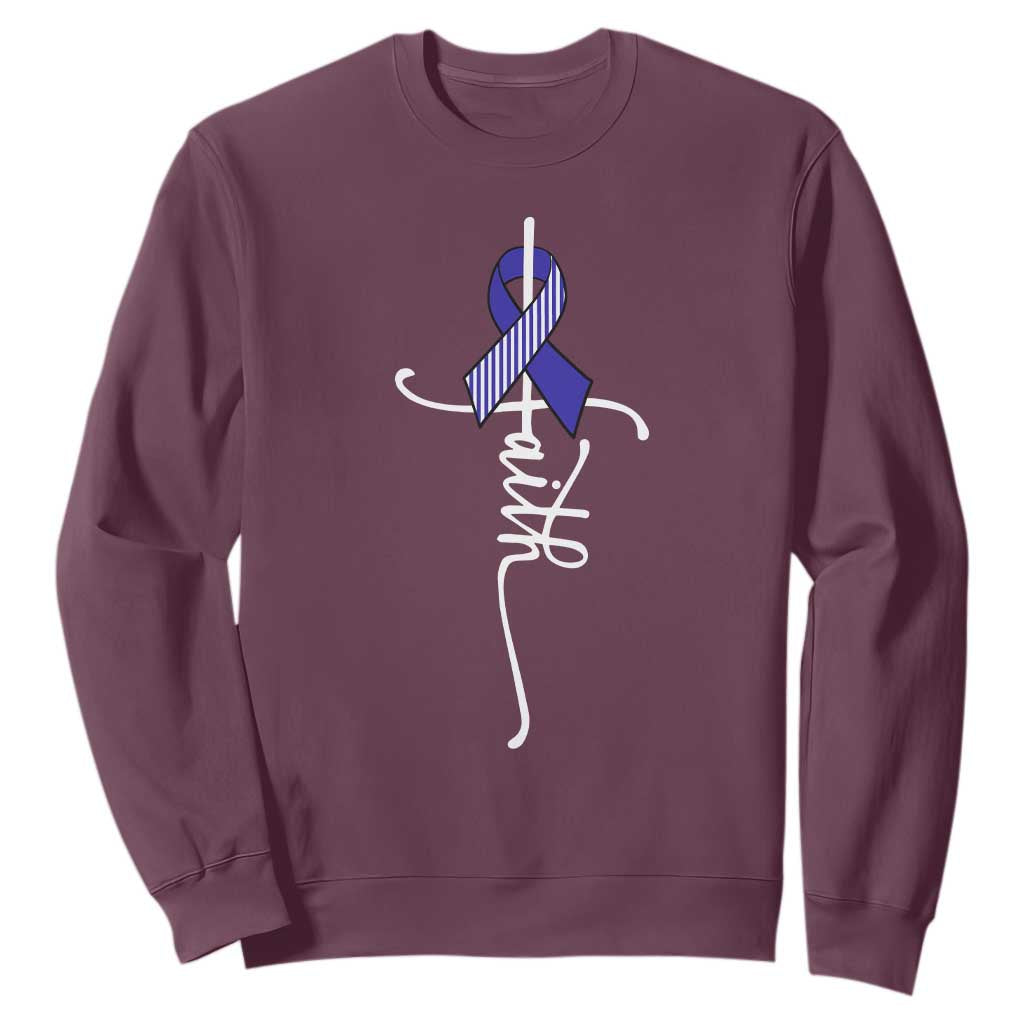 Faith ALS Support Sweatshirt Blue Ribbon Motivational