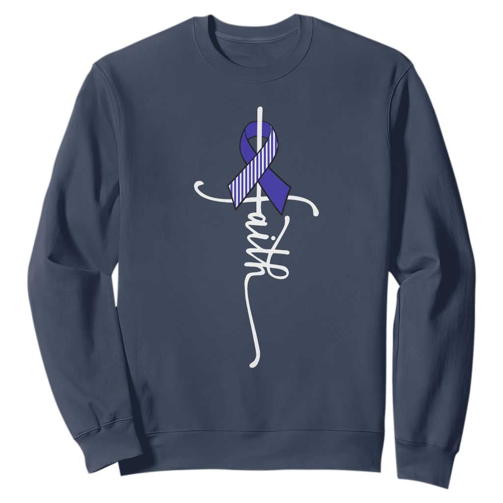 Faith ALS Support Sweatshirt Blue Ribbon Motivational
