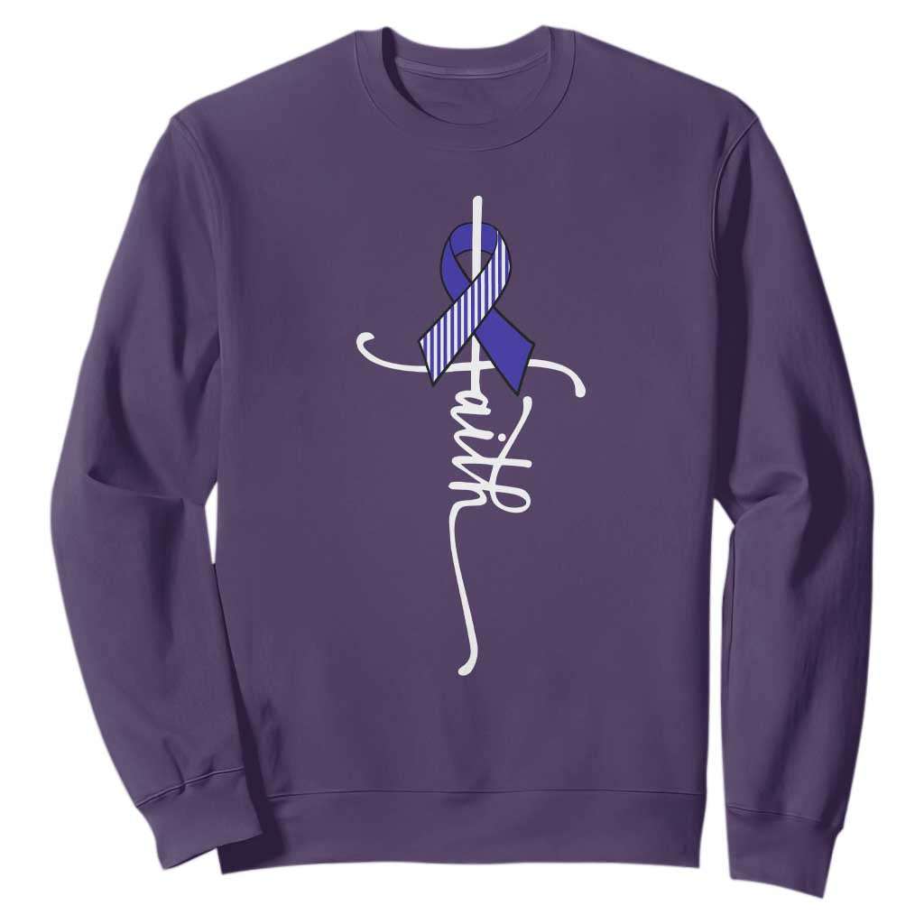 Faith ALS Support Sweatshirt Blue Ribbon Motivational