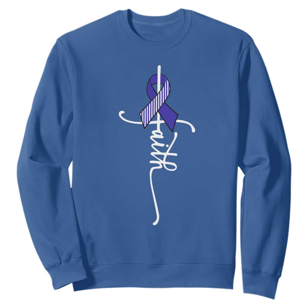 Faith ALS Support Sweatshirt Blue Ribbon Motivational