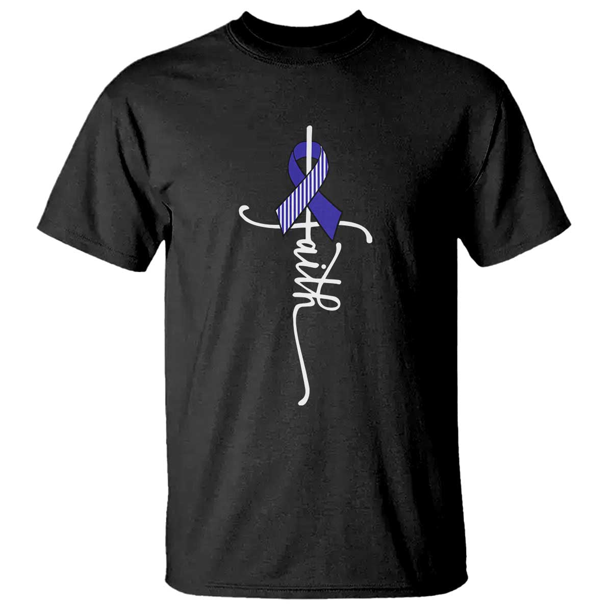 Faith ALS Support T Shirt Blue Ribbon Motivational