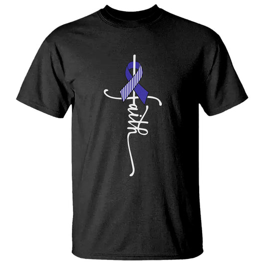Faith ALS Support T Shirt Blue Ribbon Motivational