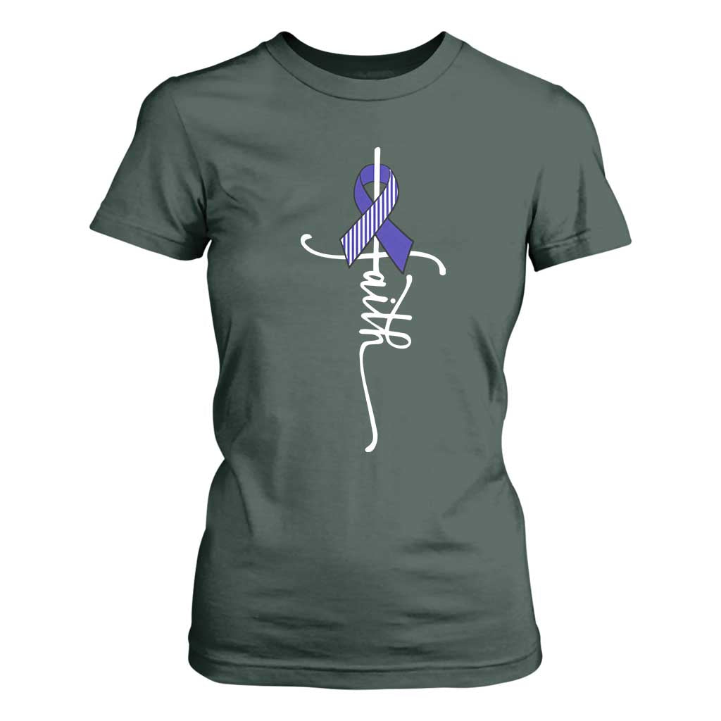 Faith ALS Support T Shirt For Women Blue Ribbon Motivational