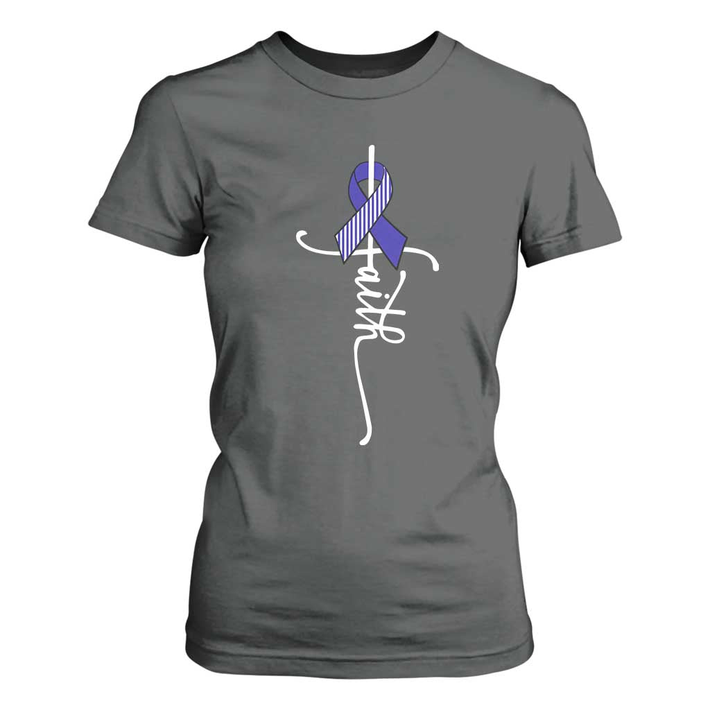 Faith ALS Support T Shirt For Women Blue Ribbon Motivational