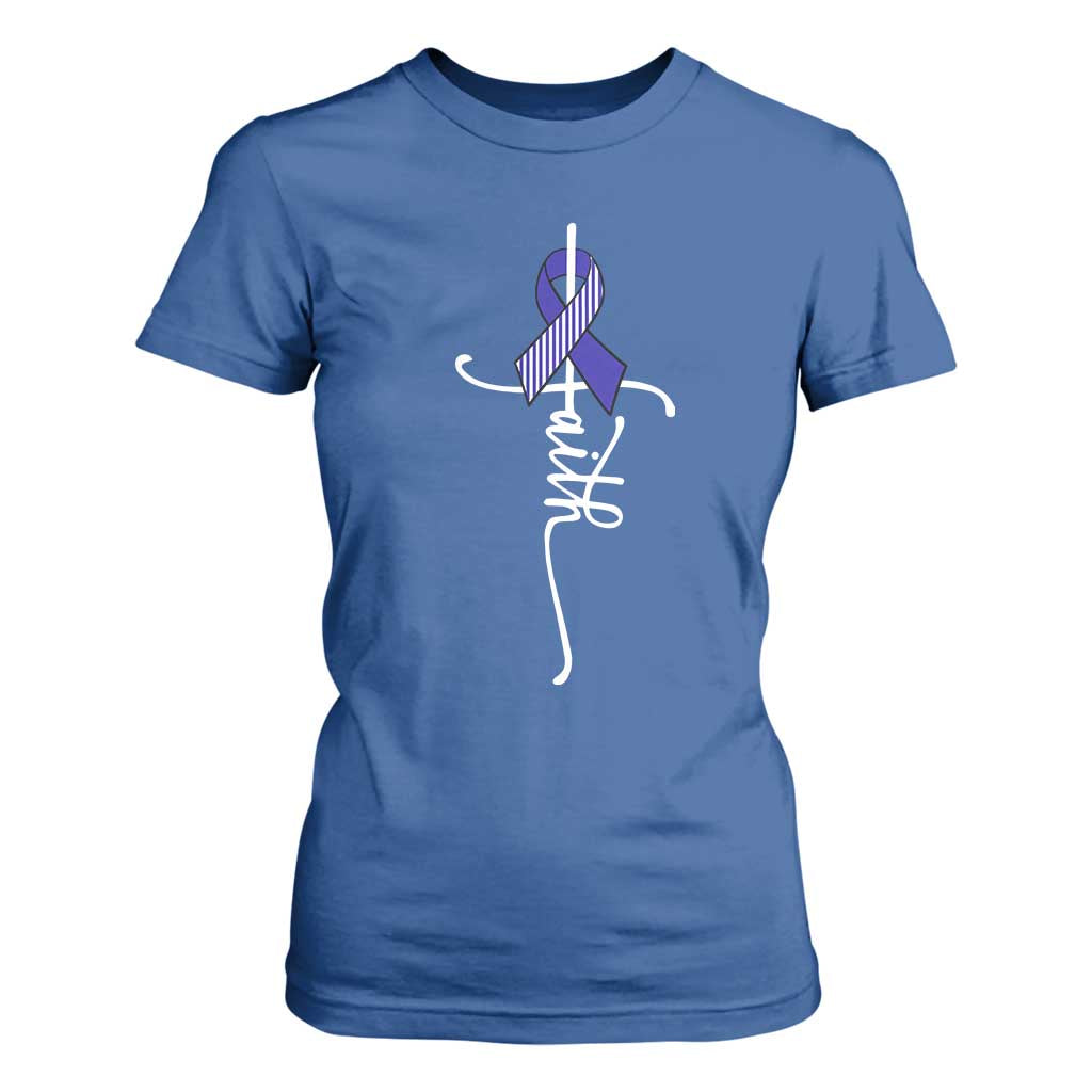 Faith ALS Support T Shirt For Women Blue Ribbon Motivational