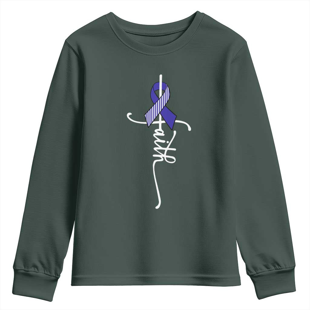 Faith ALS Support Youth Sweatshirt Blue Ribbon Motivational