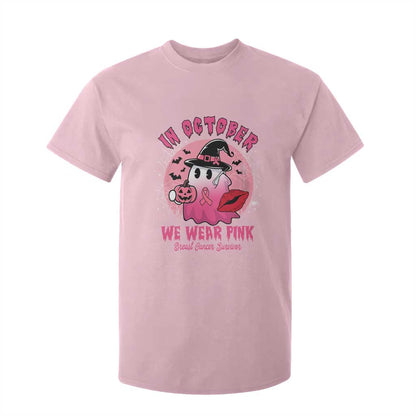 Pink Ribbon Halloween Breast Cancer Support T Shirt For Kid Survivor Ghost Pumpkin October
