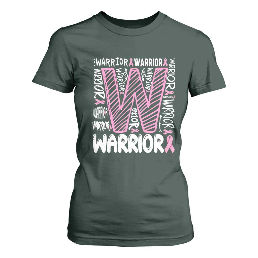 Breast Cancer Support In October We Wear Pink T Shirt For Women Pink Ribbon Warriors Team