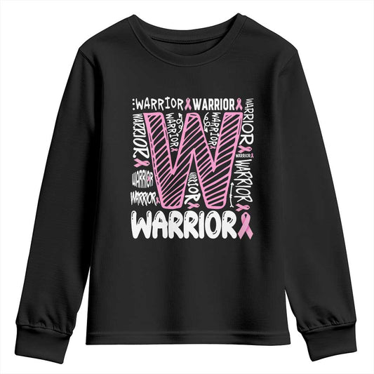 Breast Cancer Support In October We Wear Pink Youth Sweatshirt Pink Ribbon Warriors Team