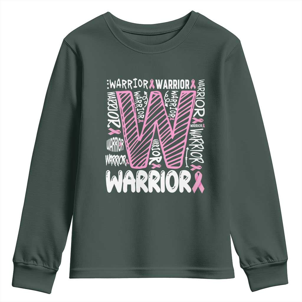 Breast Cancer Support In October We Wear Pink Youth Sweatshirt Pink Ribbon Warriors Team