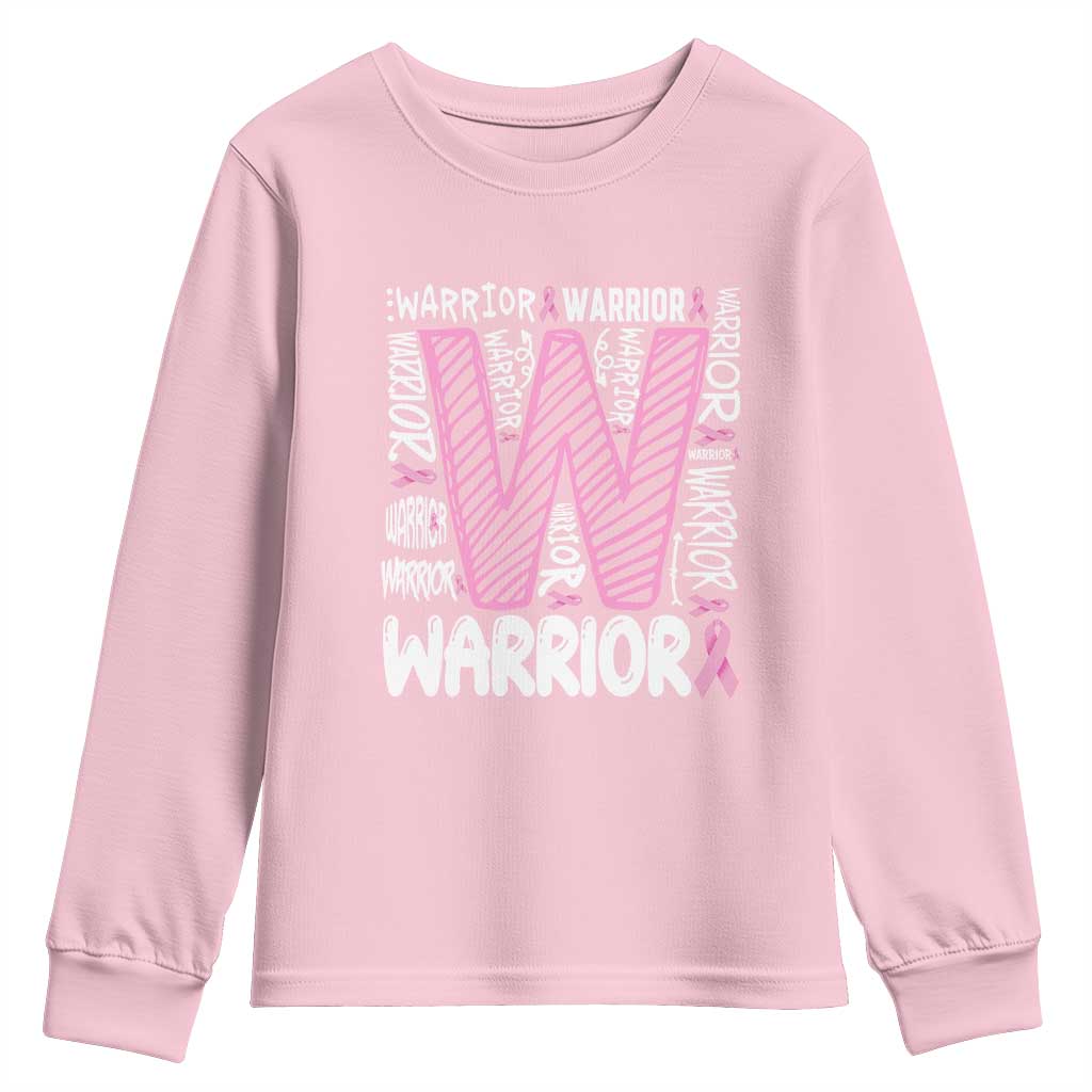 Breast Cancer Support In October We Wear Pink Youth Sweatshirt Pink Ribbon Warriors Team
