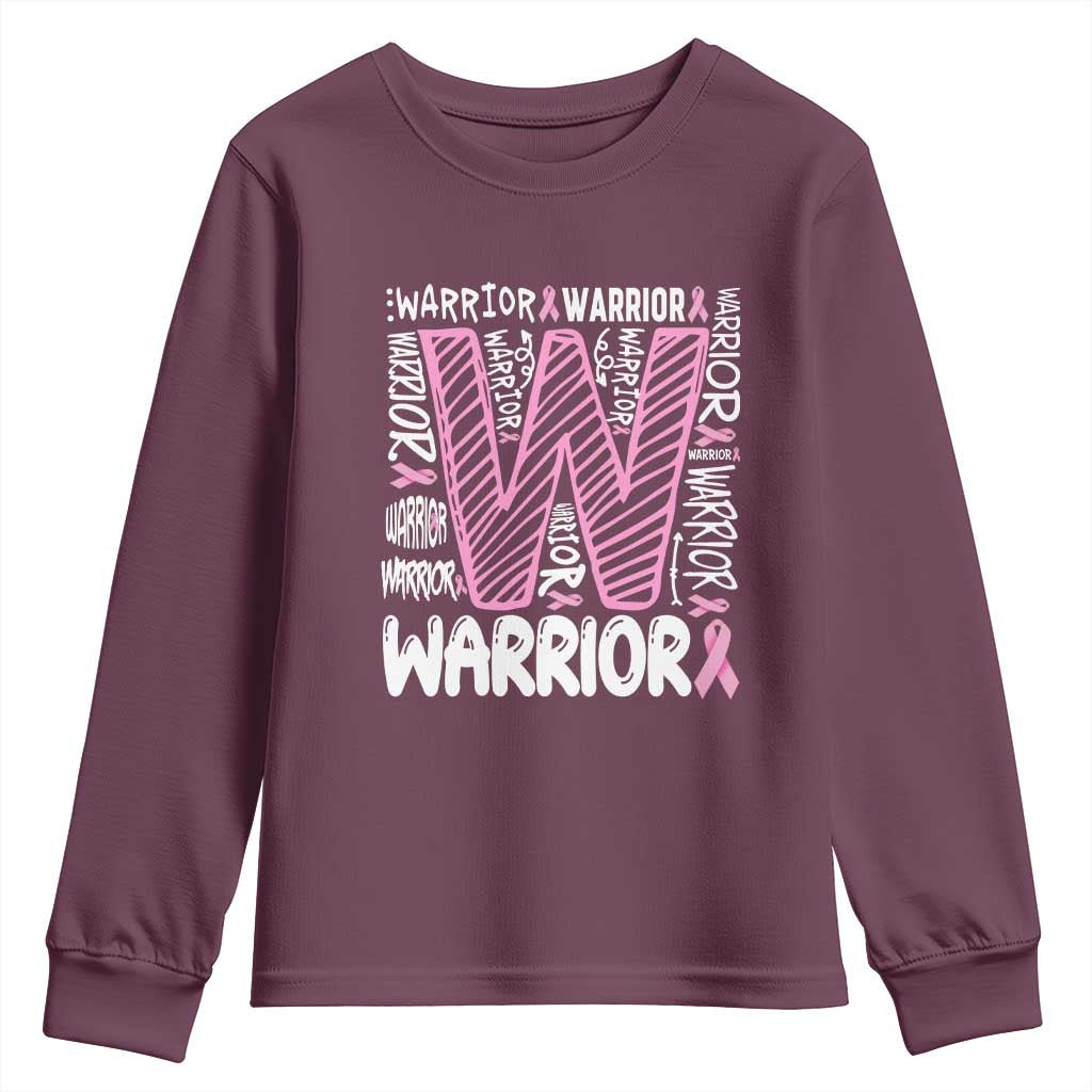 Breast Cancer Support In October We Wear Pink Youth Sweatshirt Pink Ribbon Warriors Team