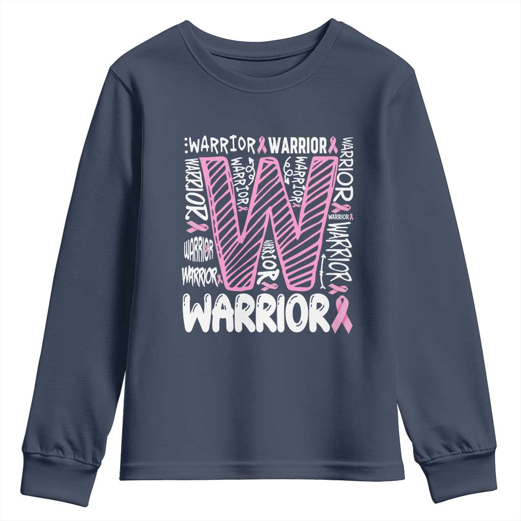 Breast Cancer Support In October We Wear Pink Youth Sweatshirt Pink Ribbon Warriors Team