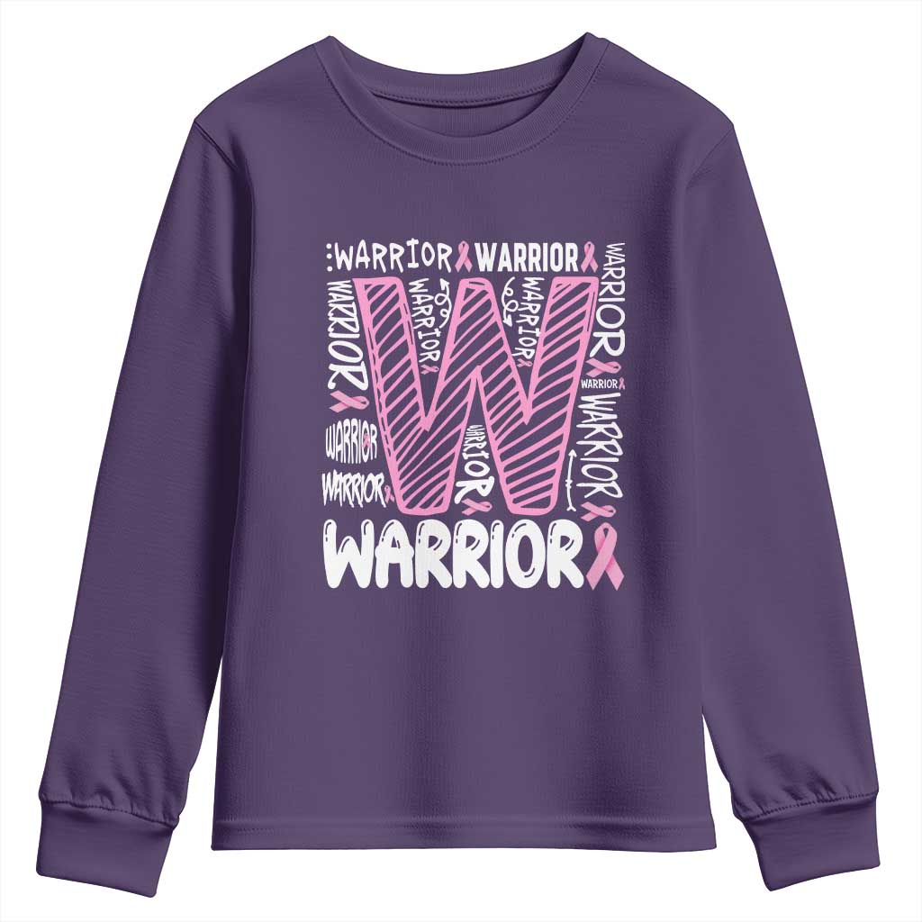 Breast Cancer Support In October We Wear Pink Youth Sweatshirt Pink Ribbon Warriors Team