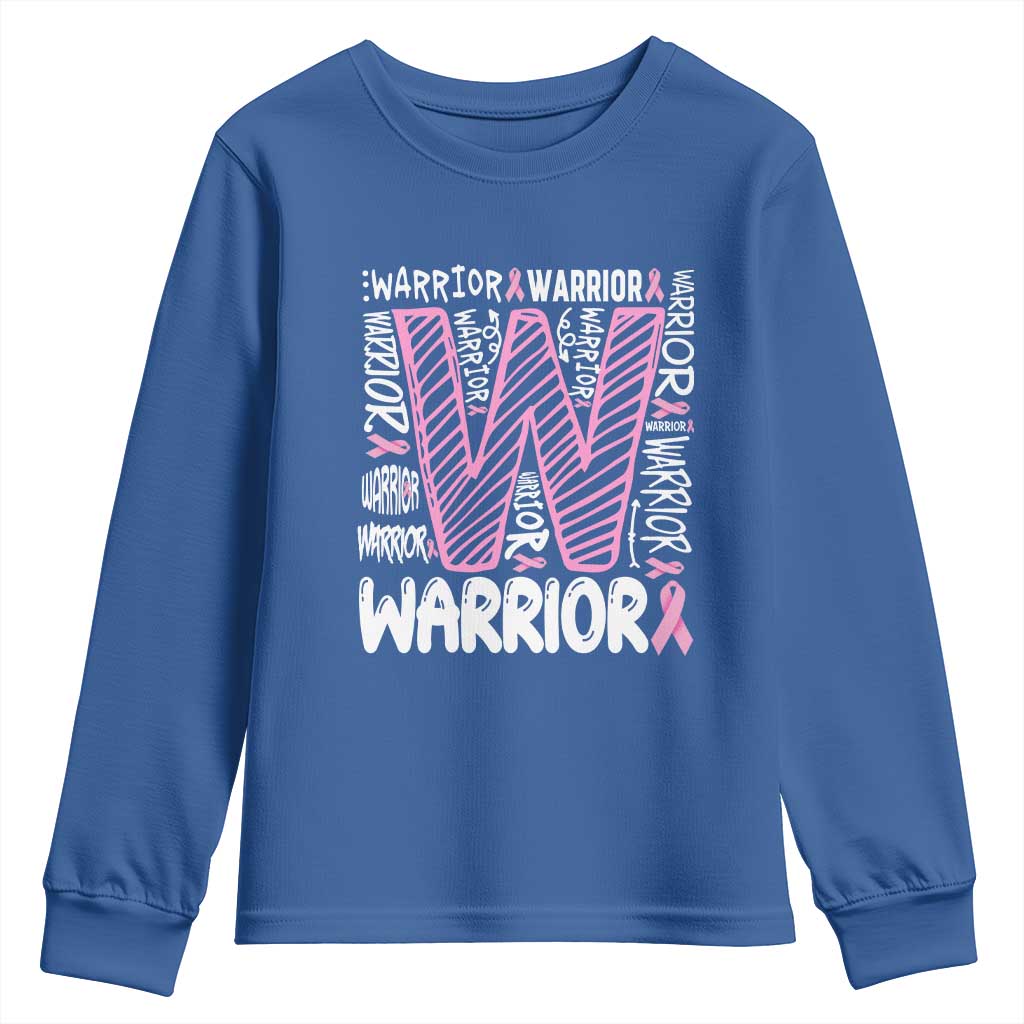 Breast Cancer Support In October We Wear Pink Youth Sweatshirt Pink Ribbon Warriors Team
