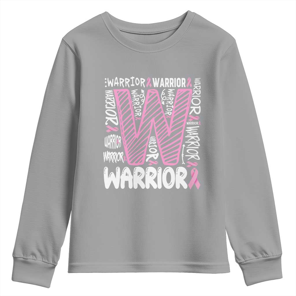 Breast Cancer Support In October We Wear Pink Youth Sweatshirt Pink Ribbon Warriors Team