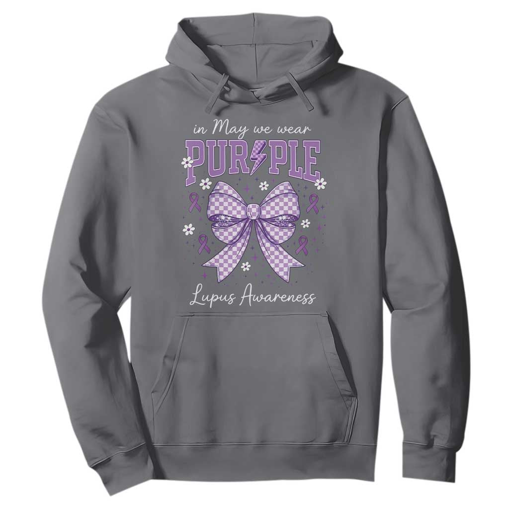 In May We Wear Purple Lupus Support Hoodie Purple Ribbon Coquette Bow