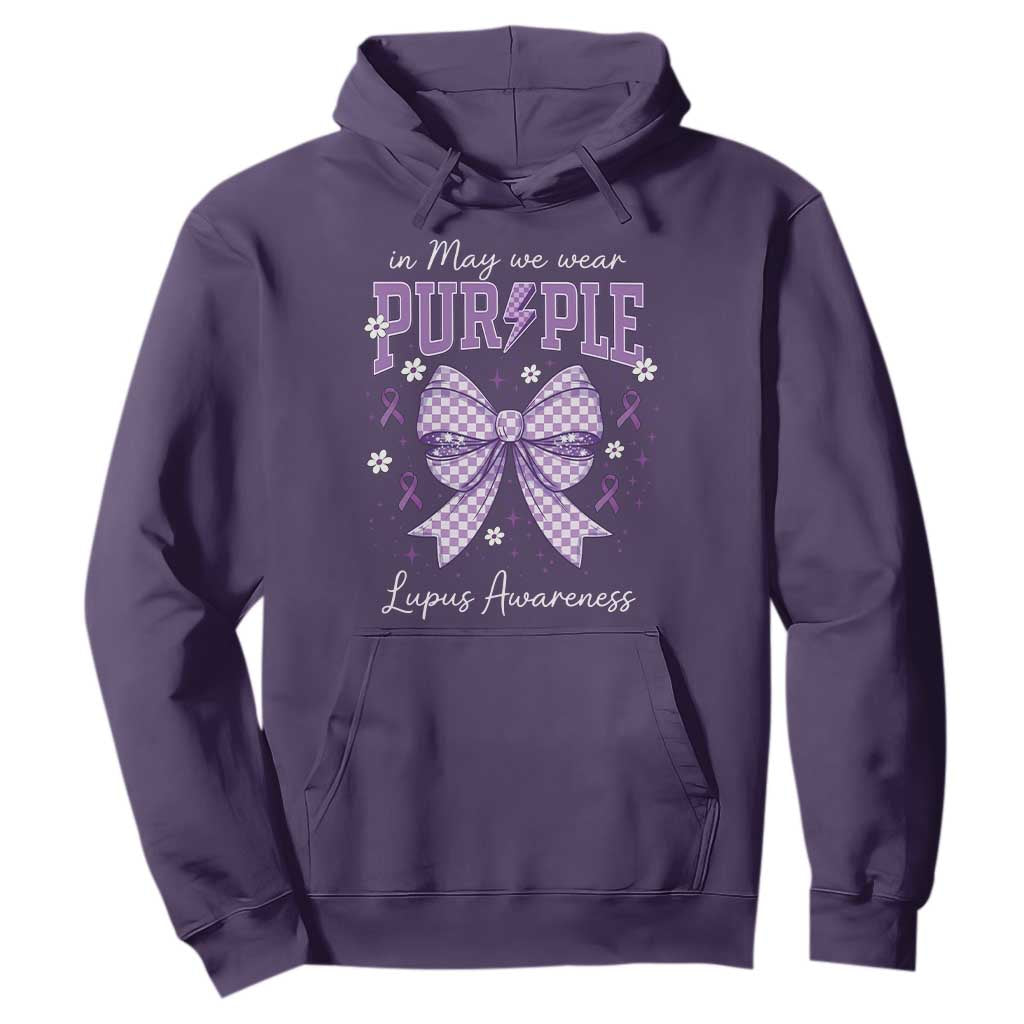 In May We Wear Purple Lupus Support Hoodie Purple Ribbon Coquette Bow