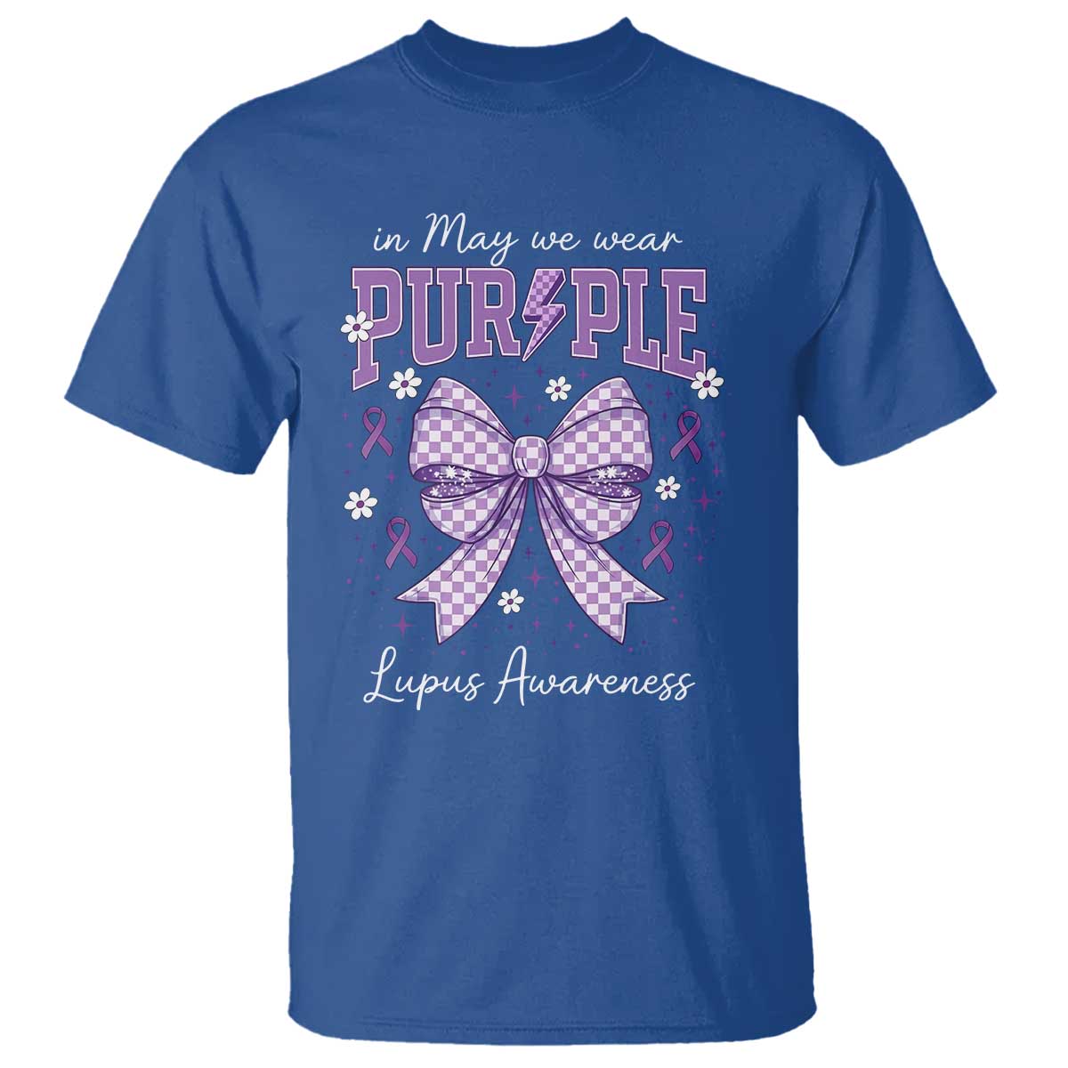 In May We Wear Purple Lupus Support T Shirt Purple Ribbon Coquette Bow