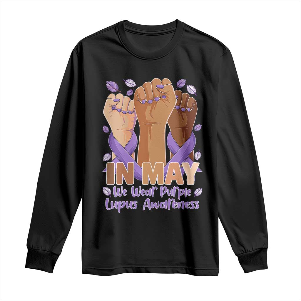In May We Wear Purple Lupus Support Long Sleeve Shirt Purple Ribbon