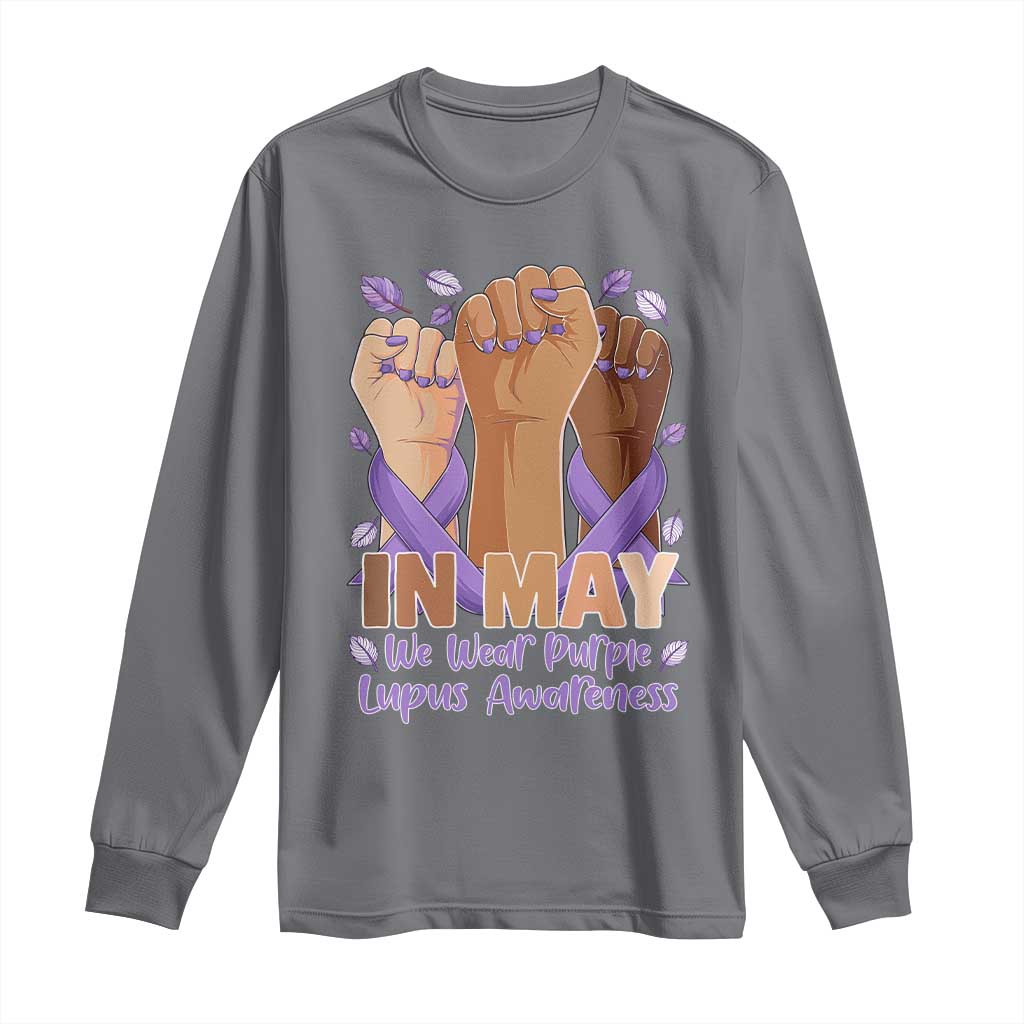 In May We Wear Purple Lupus Support Long Sleeve Shirt Purple Ribbon