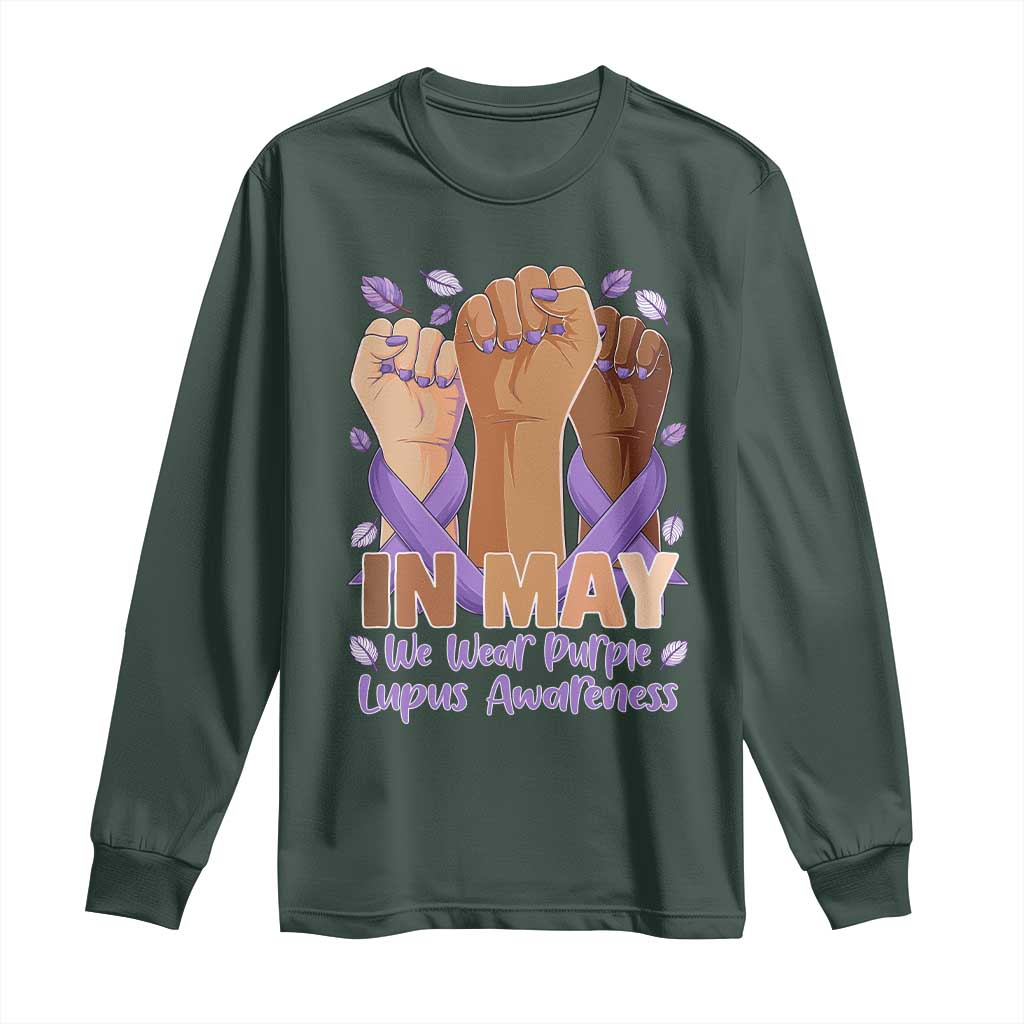 In May We Wear Purple Lupus Support Long Sleeve Shirt Purple Ribbon
