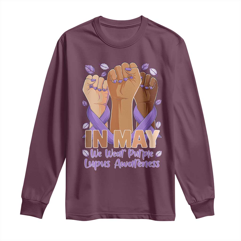 In May We Wear Purple Lupus Support Long Sleeve Shirt Purple Ribbon