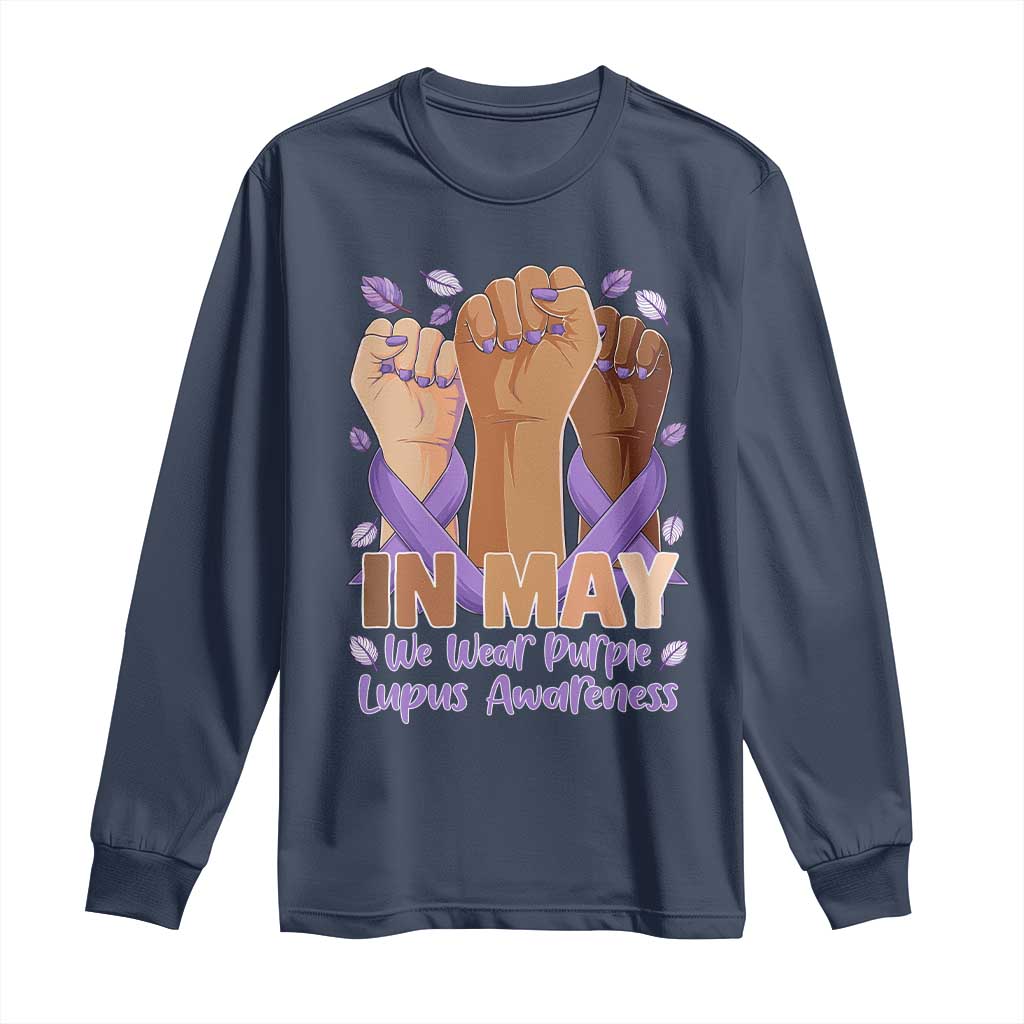 In May We Wear Purple Lupus Support Long Sleeve Shirt Purple Ribbon