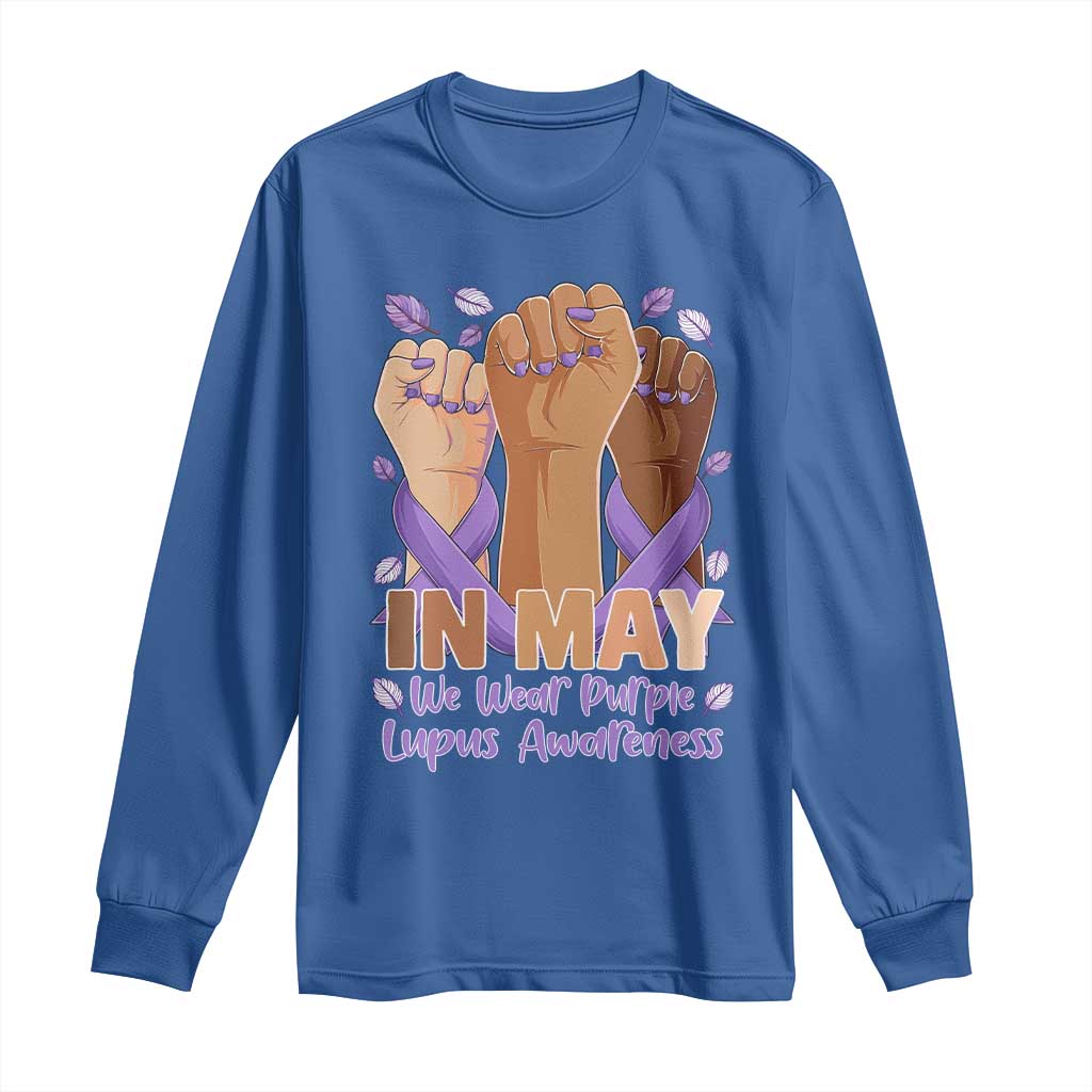 In May We Wear Purple Lupus Support Long Sleeve Shirt Purple Ribbon