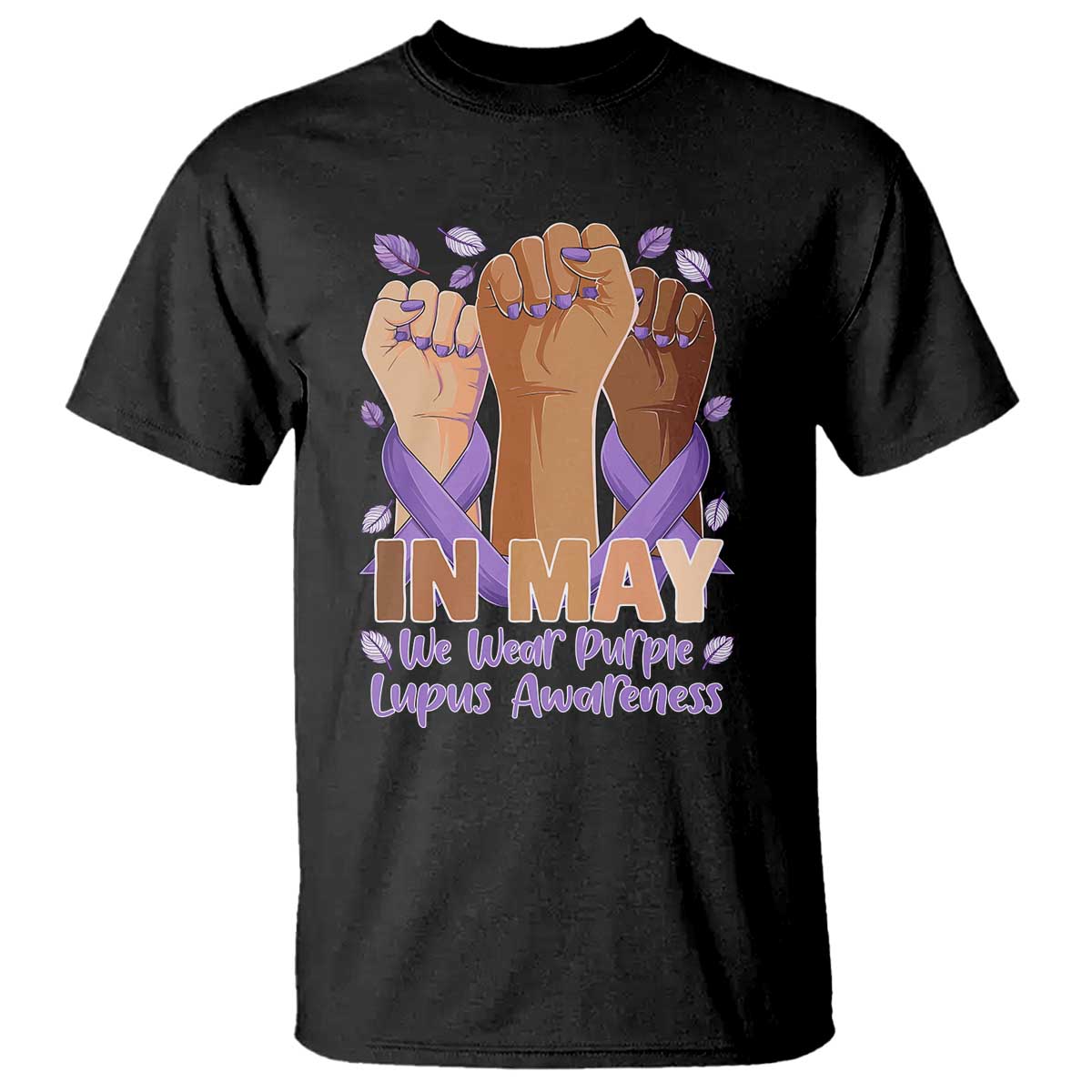 In May We Wear Purple Lupus Support T Shirt Purple Ribbon